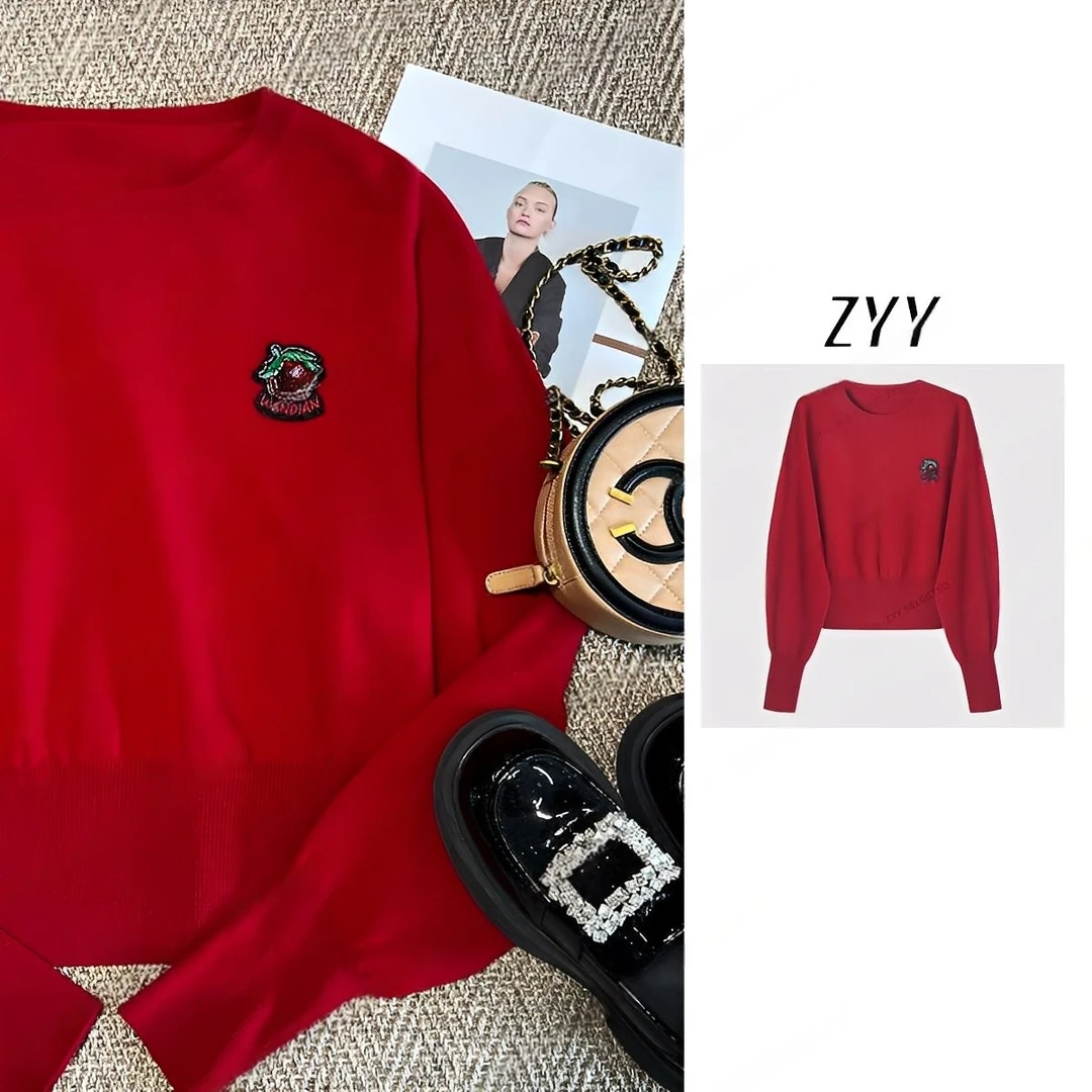 ZYY【秋叶旷野】2025S/S新品重工圆领打底衫毛衣针织衫X25QZZ03449