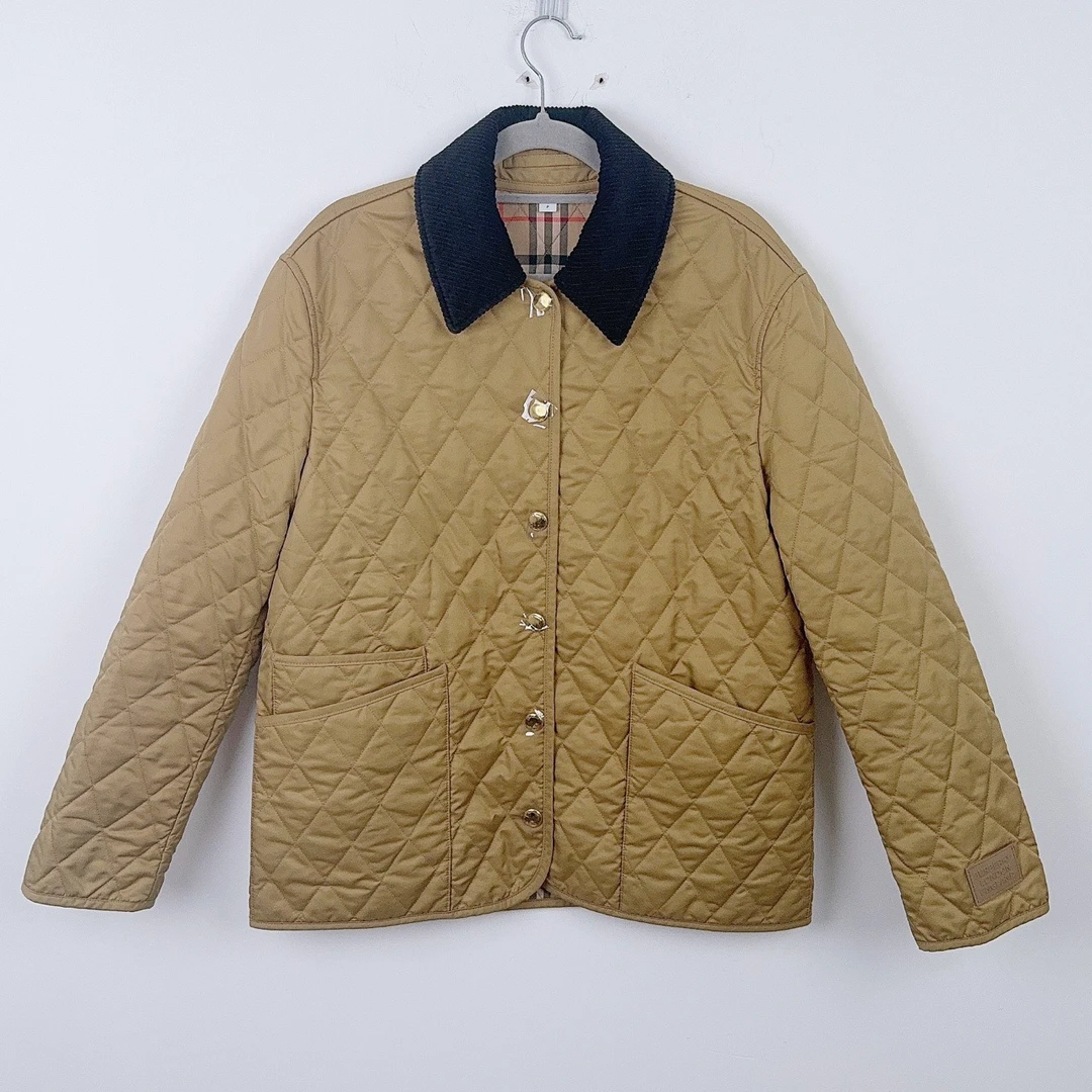 99新 BURBERRY/博柏利 S码/黄金菱格棉服/98新/jm07890