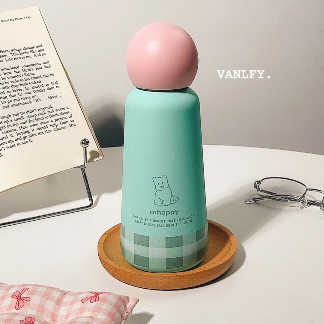 高颜值学生水杯2025新款不锈钢简约圆球保温杯女生卡通可爱便携杯