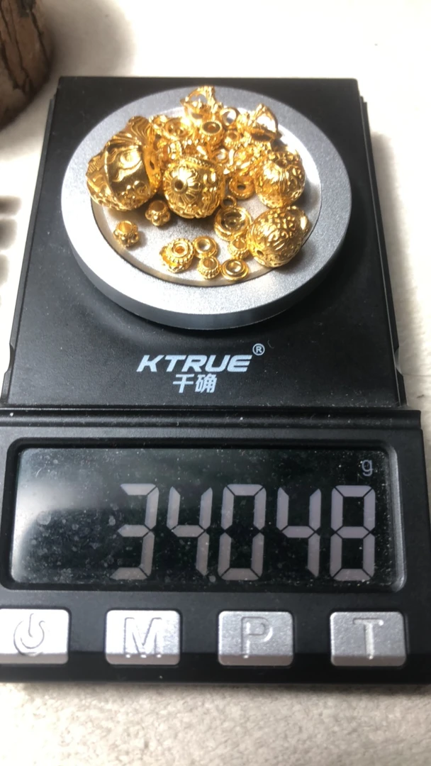 足金999唐草三通背云弟子珠万向轴黄金文玩配饰