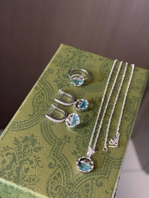 925银银制品 DanaKez进口纯银三件套戒指圈号11.5