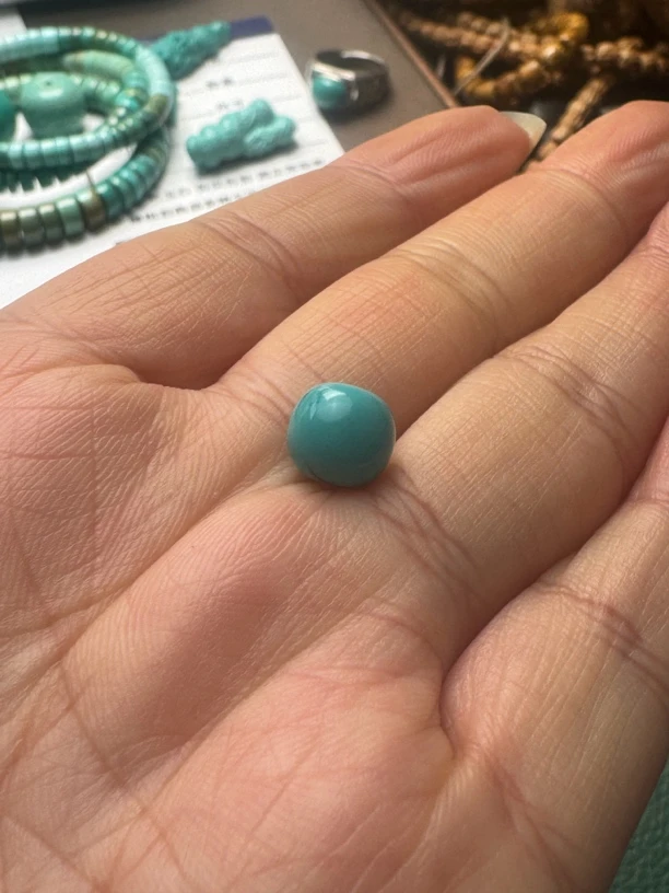 原矿绿松石高瓷蓝老型珠