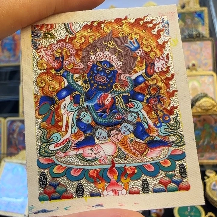 勤***晟吊坠大黑天热贡唐卡