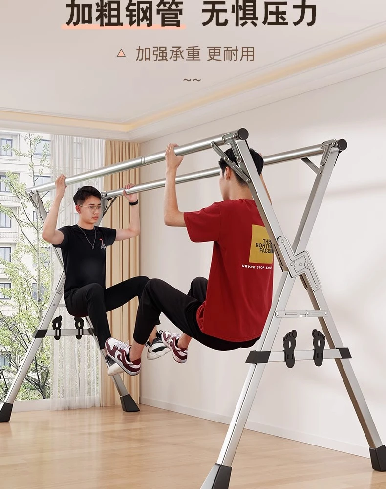 不锈钢折叠落地阳台晒衣服被子加粗加厚移动晾衣架子落地式