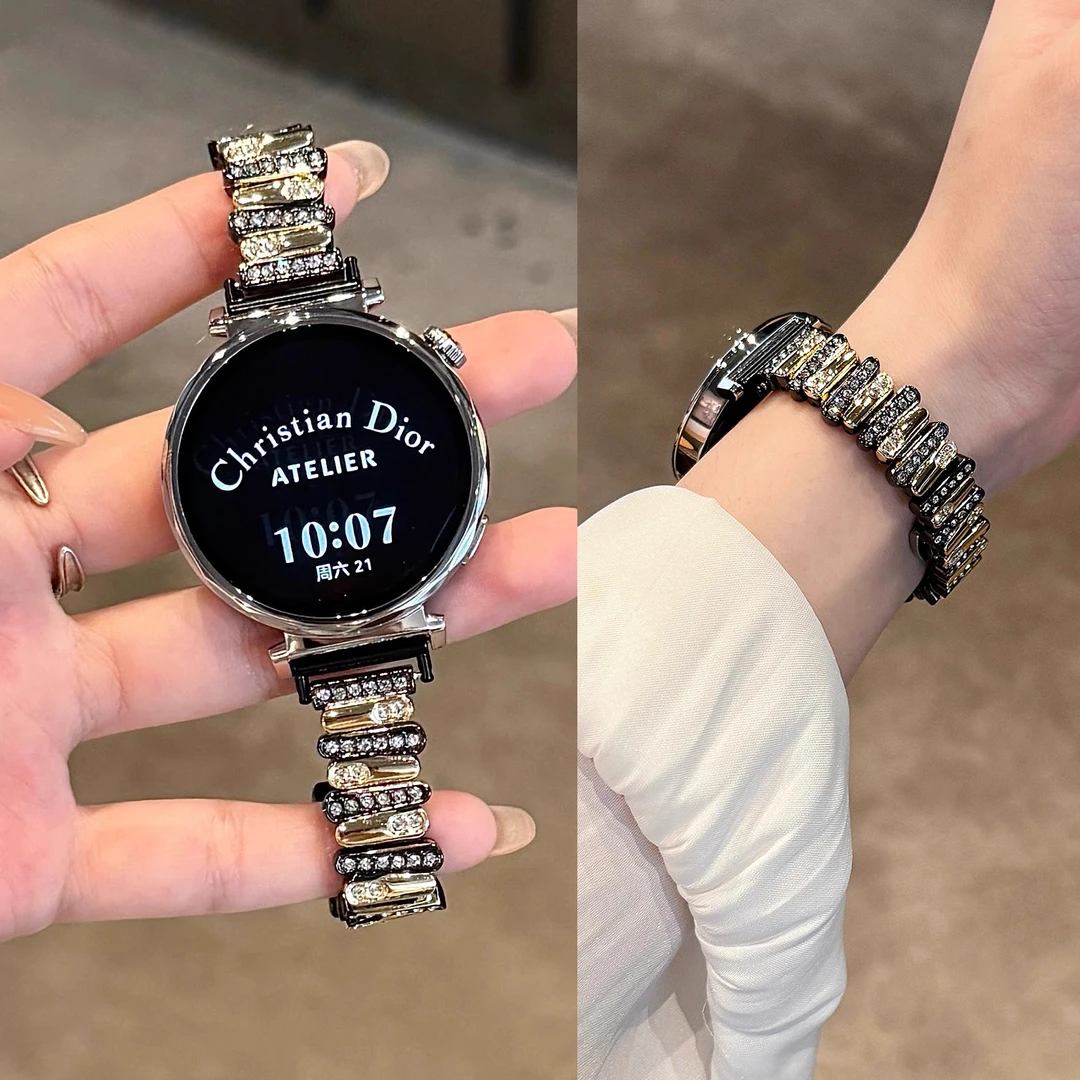 适用华为间色不规则镶钻蝴蝶扣手表表带watch3watch4GT2GT4GT5pro