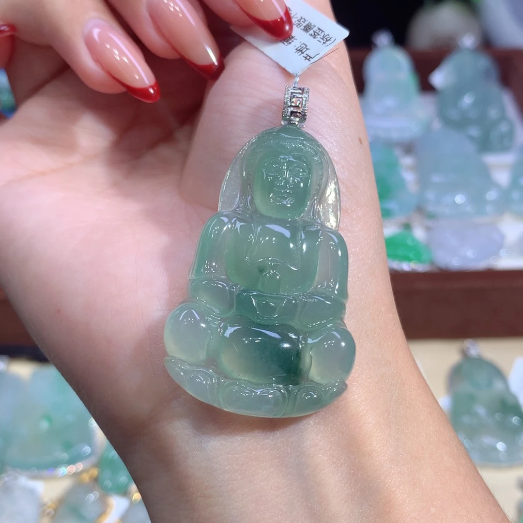 吊坠(不含链)18K金镶嵌翡翠