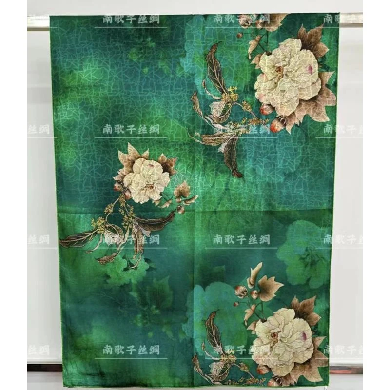 k（绿扣）xys-213 【苍翠】新中式龟裂纹轻奢高定国风丝巾70*180