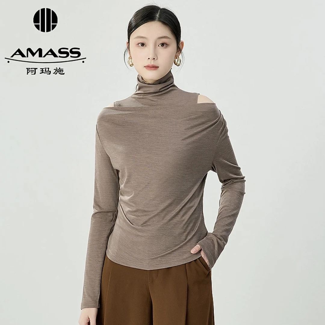 AMASS/阿玛施【两件套】时尚高领设计感修身露肩长袖T恤 女 5301086