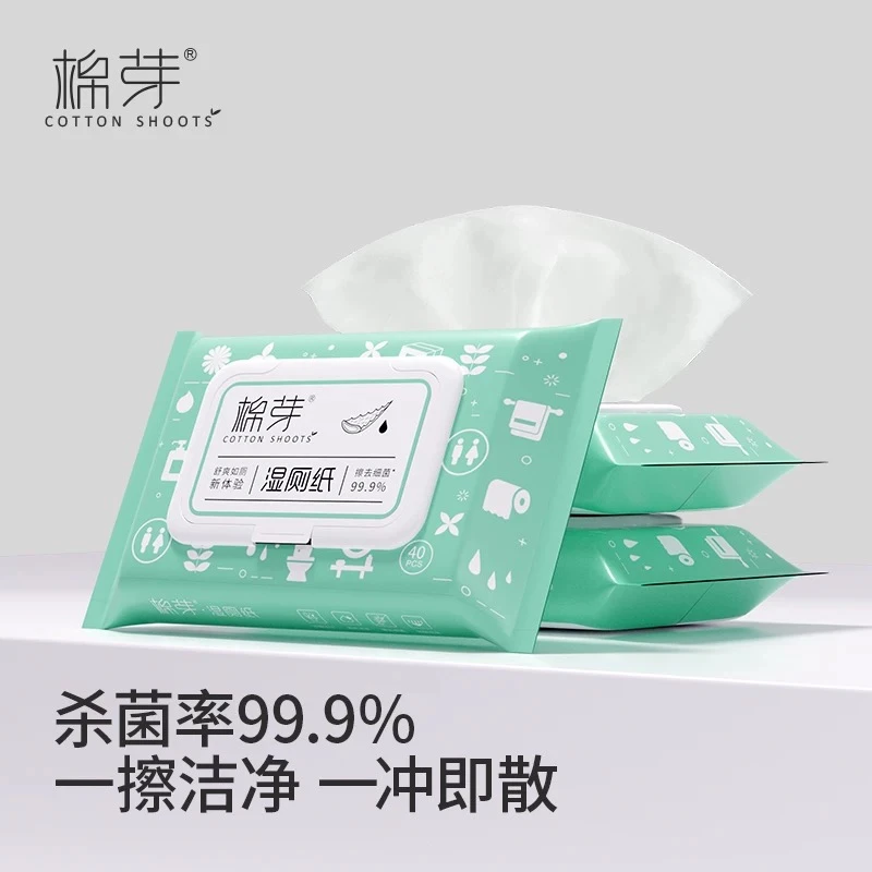 棉芽湿厕纸家庭实惠装女性专用孕妇湿厕巾擦屁股抑菌湿厕纸大包