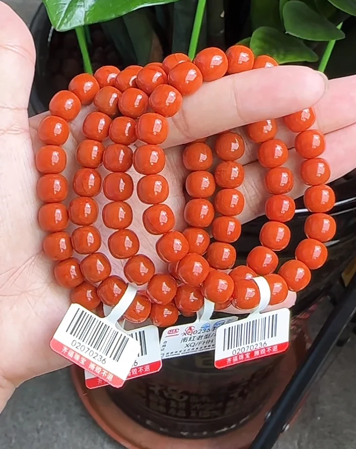 【齐福珠宝】XQ0236/9mm毕业级色标锦红南红单圈（多样性发其一）