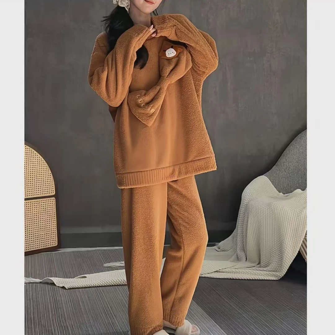 睡衣秋冬季韩版保暖加绒加厚宽松冬款家居服套装冬季802