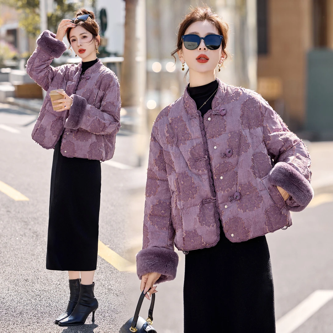 羽绒服女款爆款2025新款正品新中式G风白鸭绒外套干练总裁女装潮