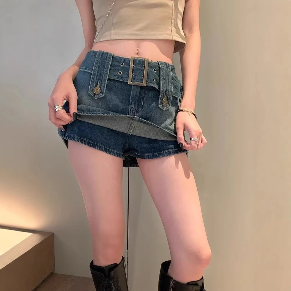 大码牛仔半身裙女夏季新款复古高腰显瘦辣妹超短裙包臀裙裙裤裙子