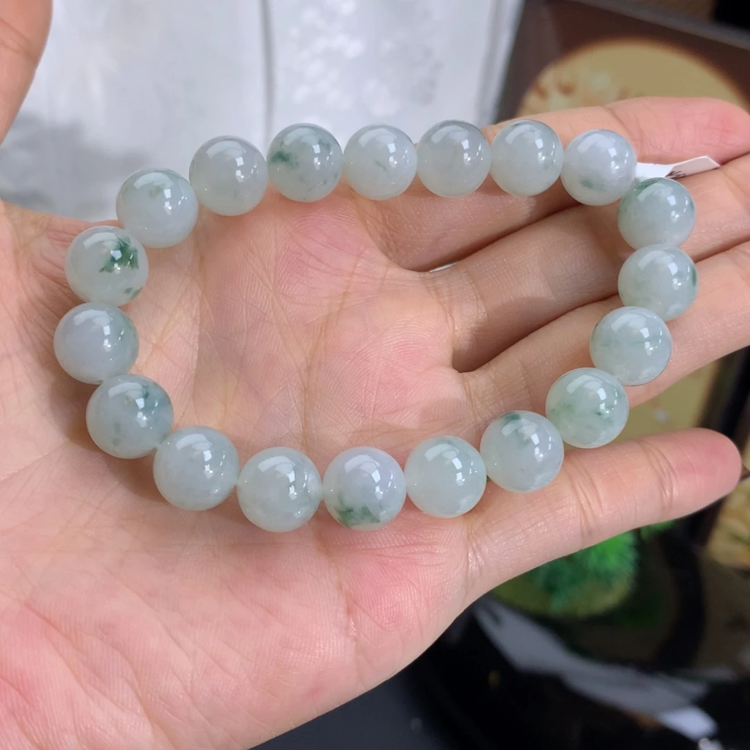 未镶嵌手串翡翠卡9.8细润飘花手串