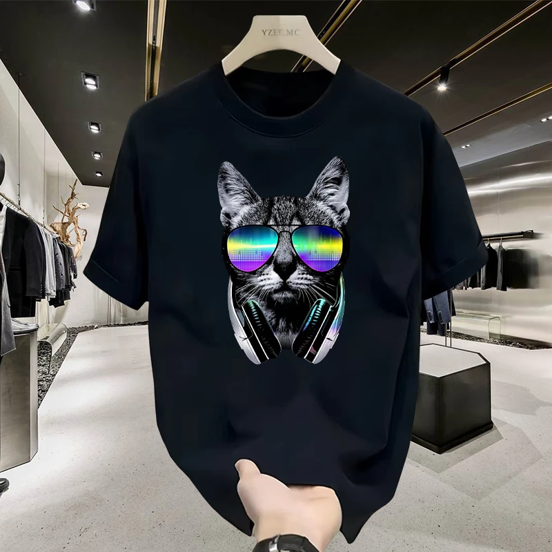 夏季纯棉短袖上衣男士休闲百搭印花半袖t恤宽松显瘦大码圆领T恤潮