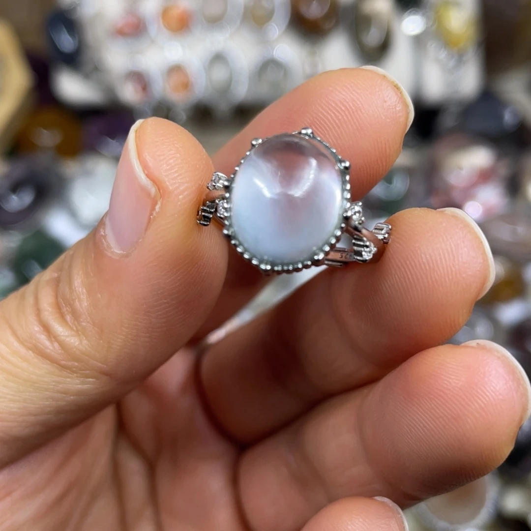 【闪购商品】银S925镶嵌珠宝半成品水晶戒指