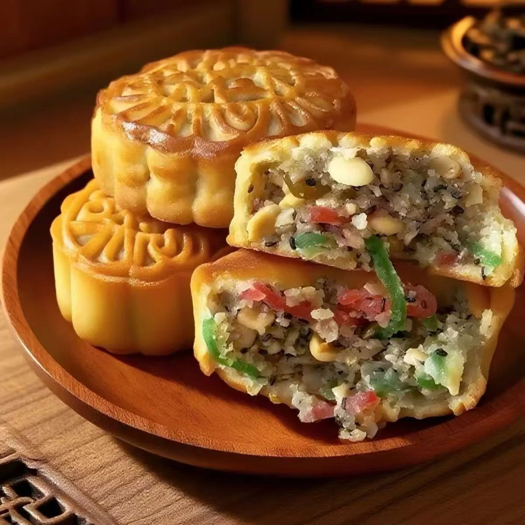 老式经典传统老五仁大月饼芝麻月饼新鲜糕点多口味包邮安徽寿县产