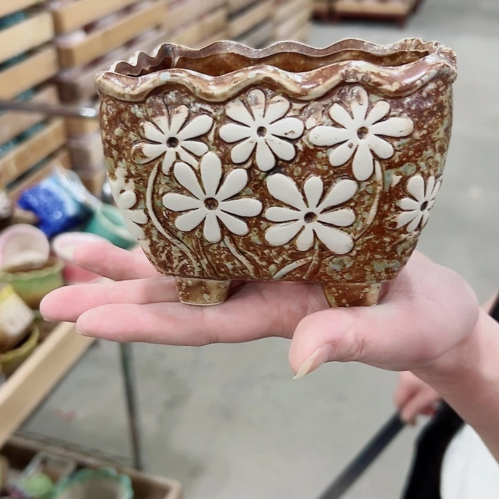 有孔.凑满10元发货多肉陶瓷花盆！