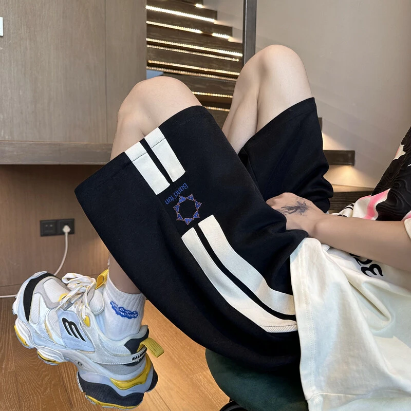 隐匿者2025夏季新款男士撞色条纹短裤港风潮流百搭运动薄款短裤男