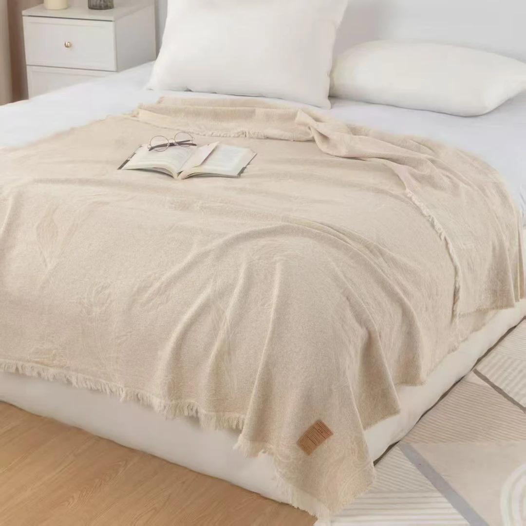 【风铃草】1.5*2米棉麻床盖柔软亲肤毯