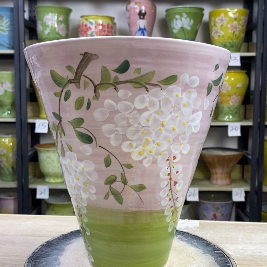 景德镇手工手绘陶瓷花盆