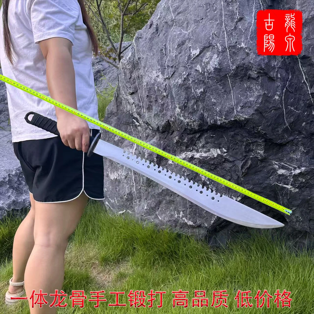 【虎鲨】唐横刀高锰钢一体龙骨户外车载防身冷兵器武术练习未开刃
