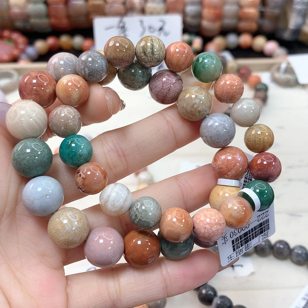 硅化珊瑚（珊瑚玉）手链未镶嵌清****洛116