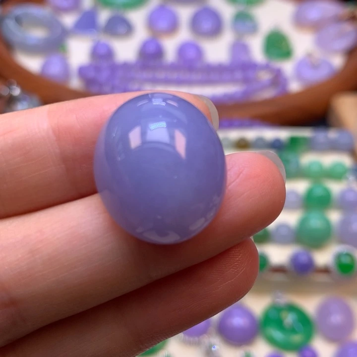 翡翠裸石妖紫蛋面