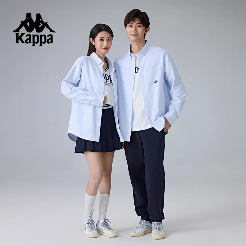 KAPPA/背靠背新款运动衬衫男款休闲开衫外套女长袖polo衫上衣