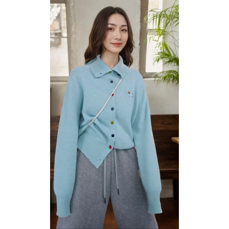【短腿日记】秋冬百搭时尚高领显瘦气质毛针织开衫LK2507623