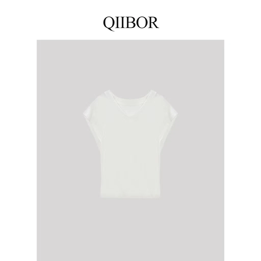 QB【在云边】裸感简约舒适松弛感百搭通勤白色短袖T恤井1221