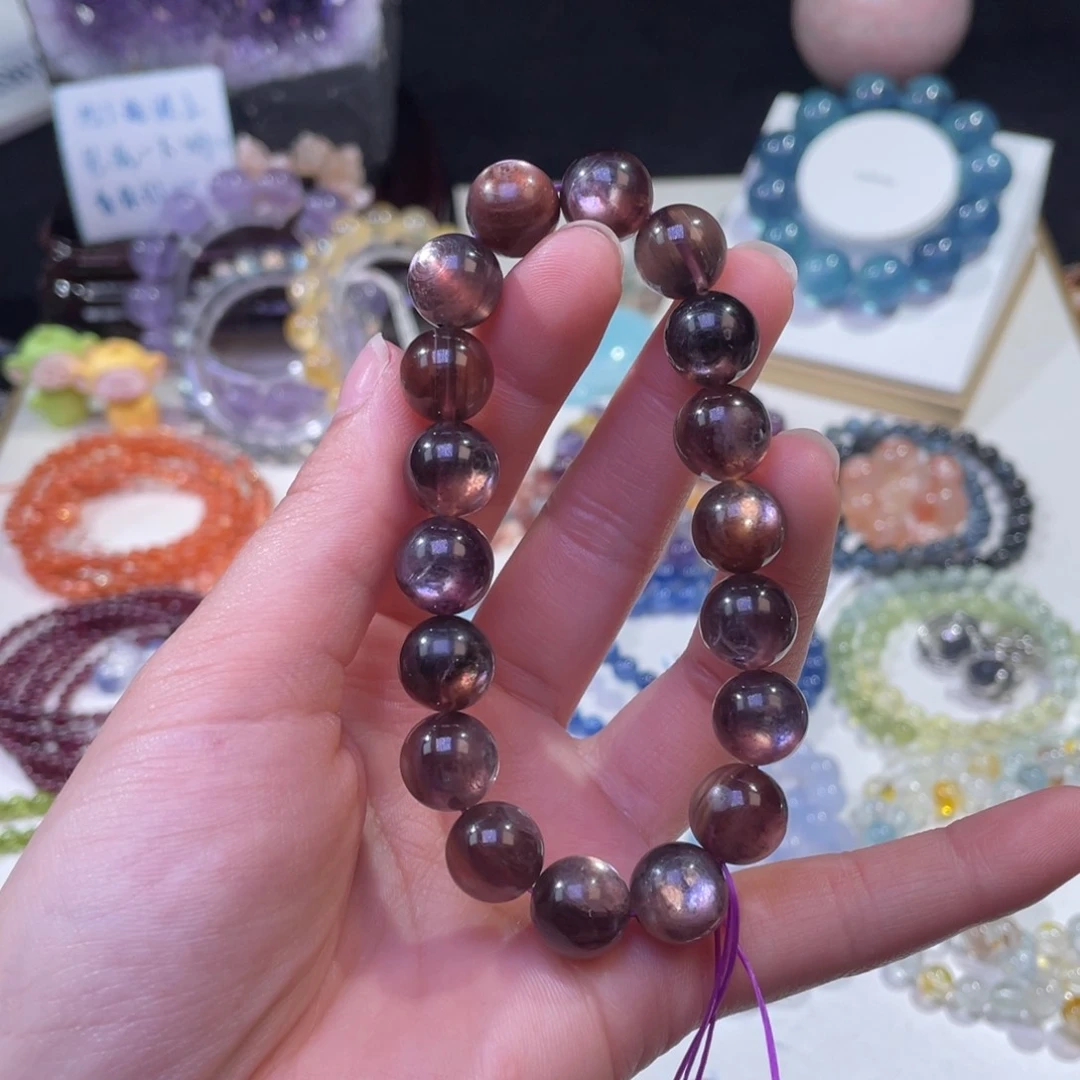 未镶嵌手链水晶爆闪紫锂云母11+