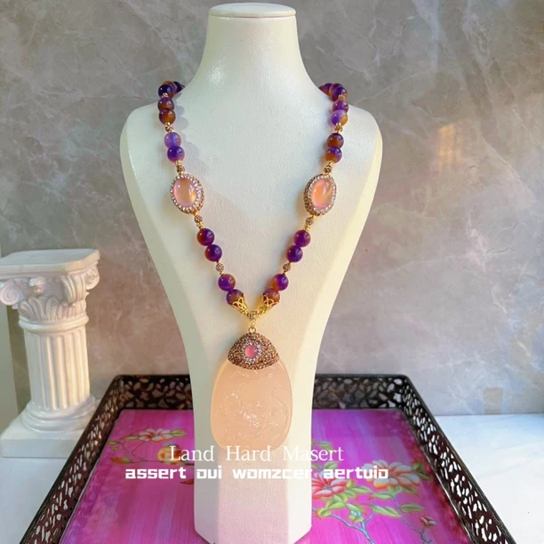 铜合金项链 2311紫罗兰曼娜系列 多颗粒双面搭配手工气质轻奢紫色