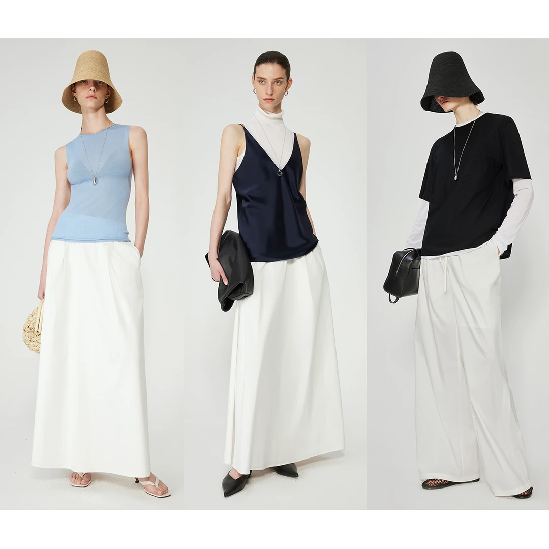 开间/懒人B入空气洗O压裸感苣轻薄棉极简ROW宽松空气裤开衩长半裙