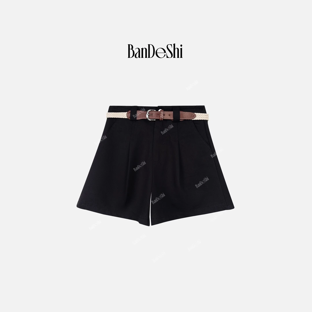 【C2245】班德施-设计师款高腰牛仔休闲百搭裤水洗牛仔短裤XF