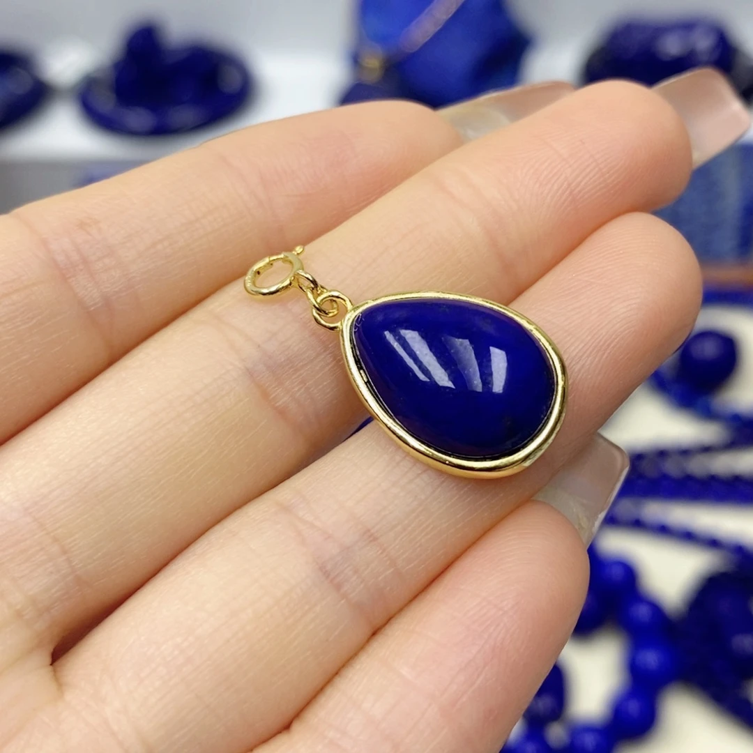 青金石银S925镀金镶嵌颈饰