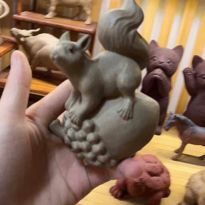 茶宠紫砂紫砂松鼠茶宠摆件