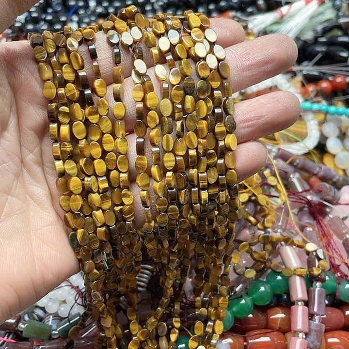 玛瑙/玉髓珠宝半成品未镶嵌一条4x6mm虎眼蛋形