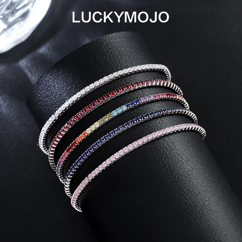 LUCKYMOJO 925银手链 时尚简约潮酷彩色方糖手链手绳百搭男生女生