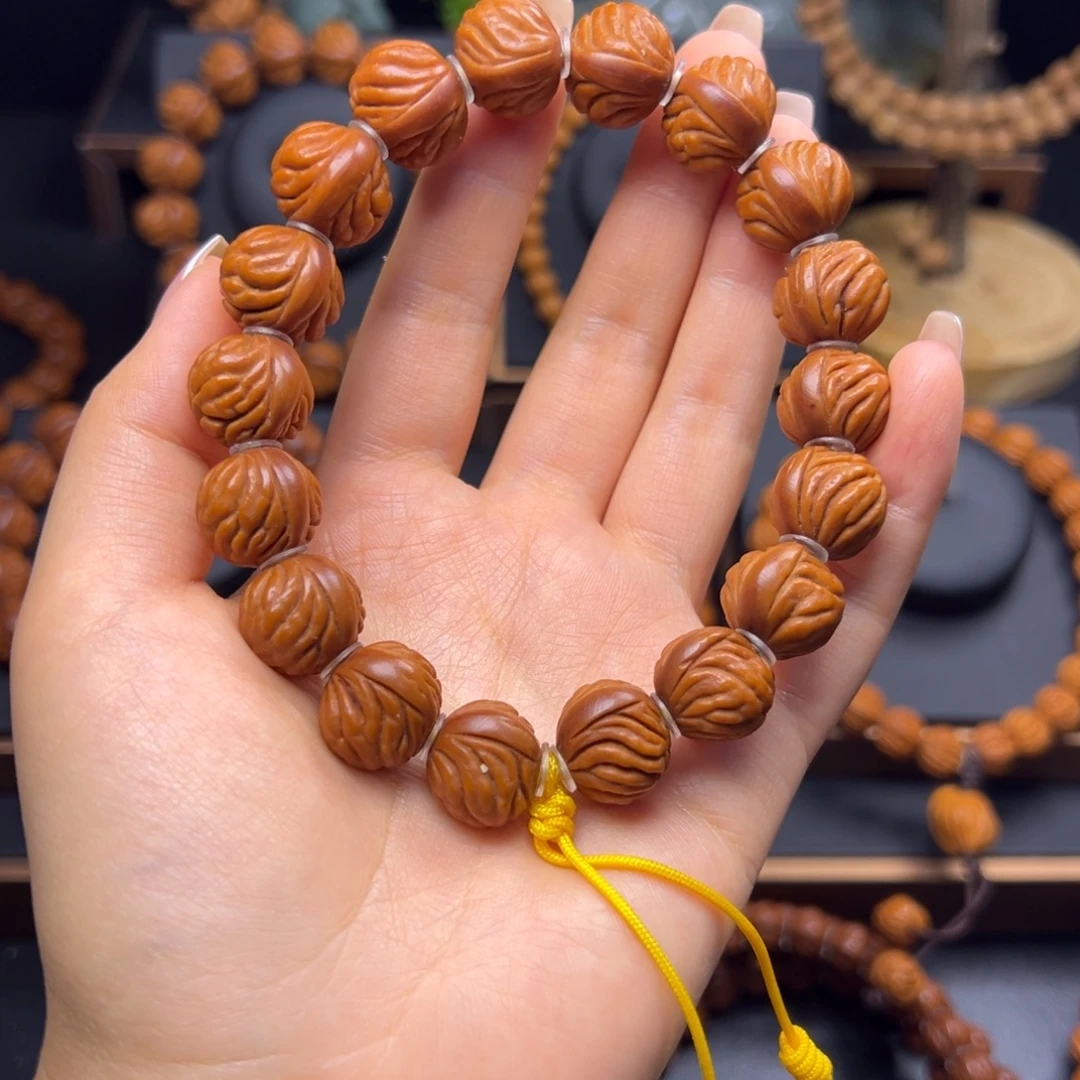 手串桃核野生红莲15