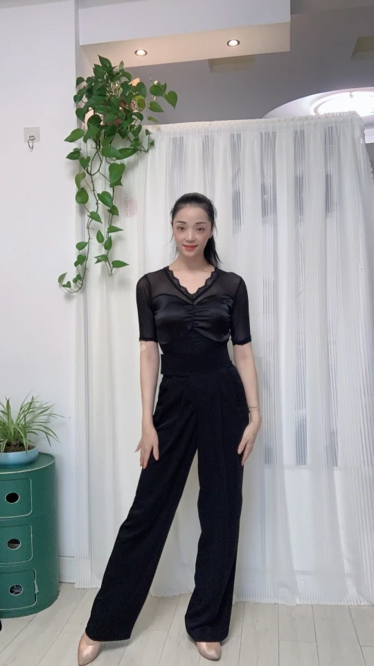 【惠莹】夏季新款雪纺面料高腰魔术贴显瘦直筒裤