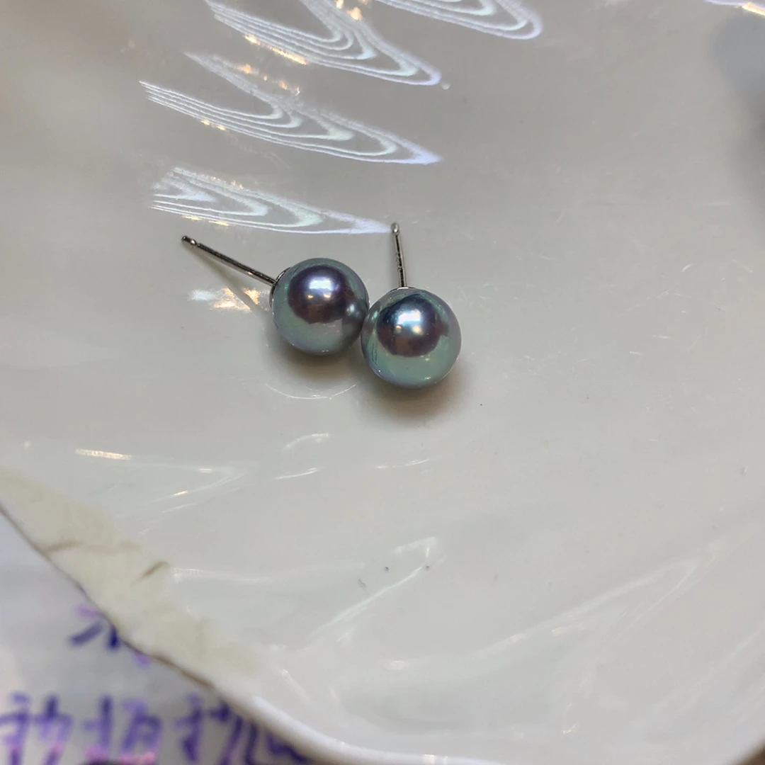 银S925镶嵌海水珍珠耳饰