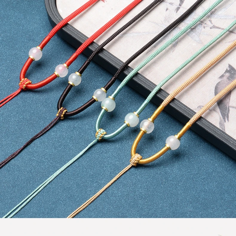 非金属布艺项链 纯手工绕线巴山翠翠珠佛公吊坠时尚可调节项链绳