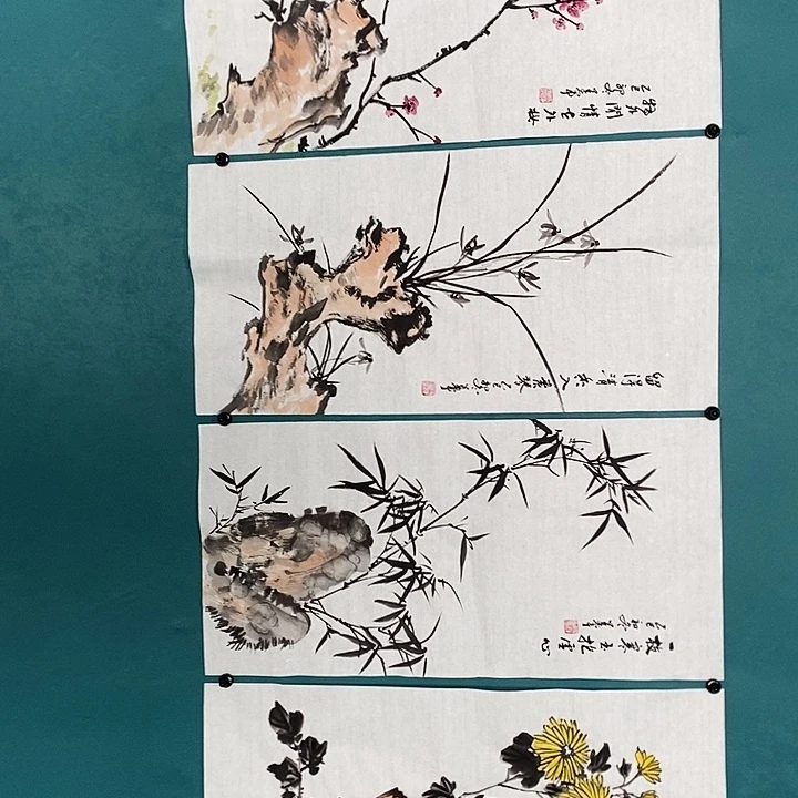 国画段连军老师四条屏