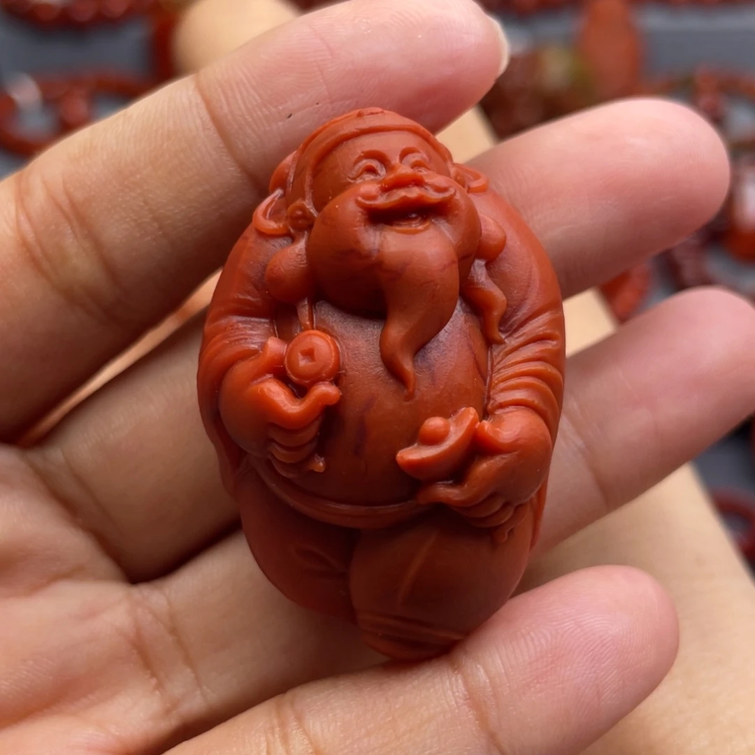 南红玛瑙未镶嵌珠宝奇石财神爷吊坠