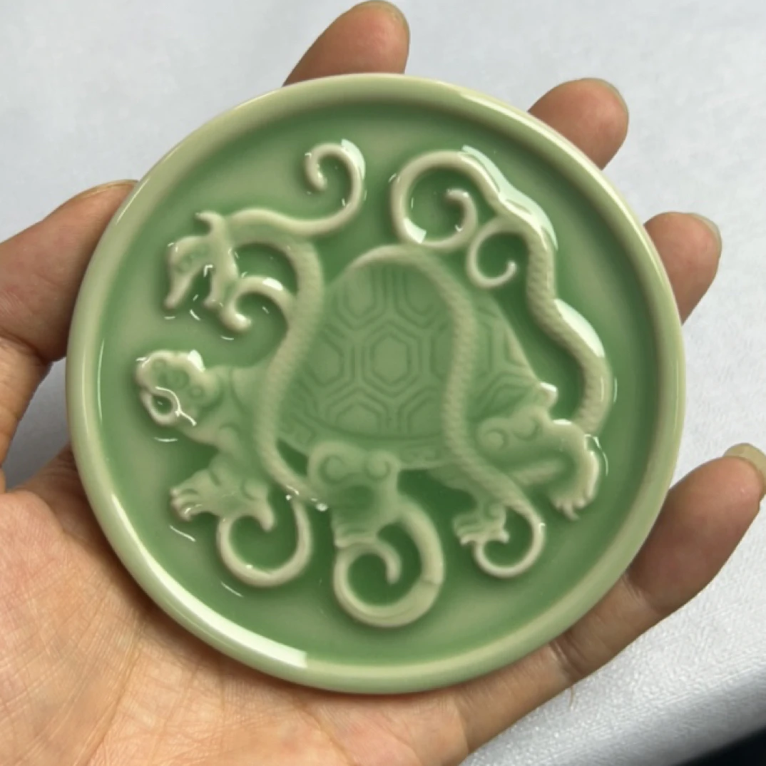 梅子青四神兽系列盖置。杯垫。玄武