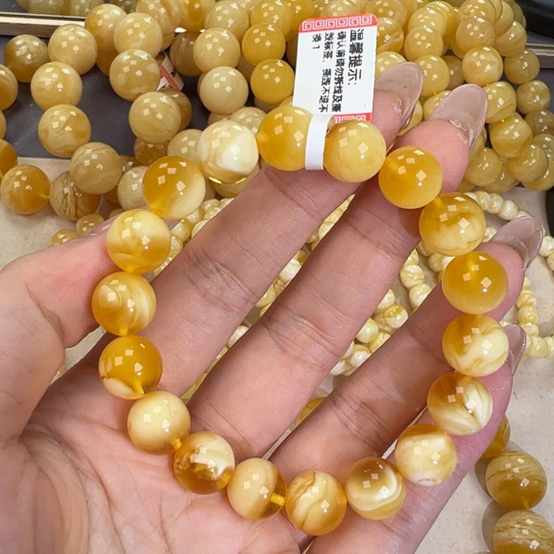手链琥珀未镶嵌14.6金瓷白