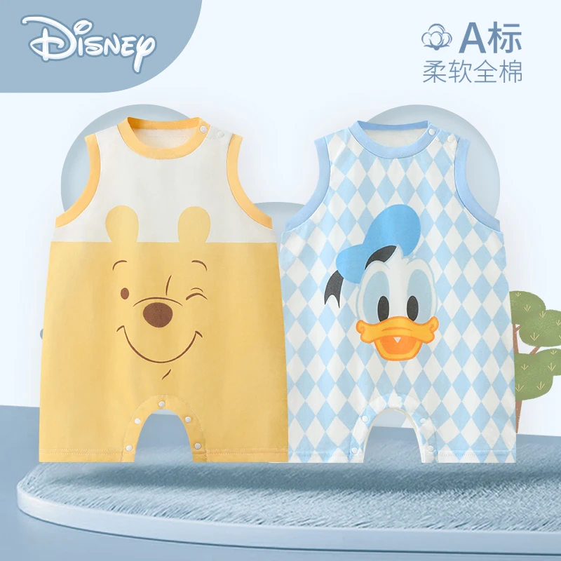 Disney/迪士尼婴儿连体衣纯棉新生夏装衣服宝宝夏季款哈衣爬服