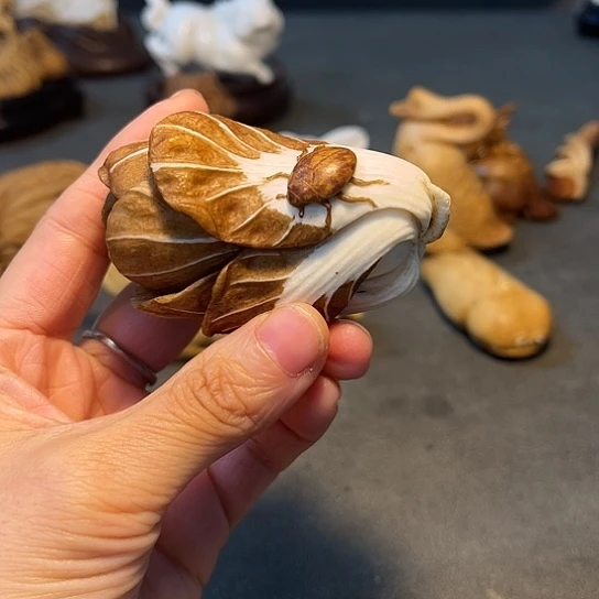 许***哥鹿骨把件鹿角白菜手菜件