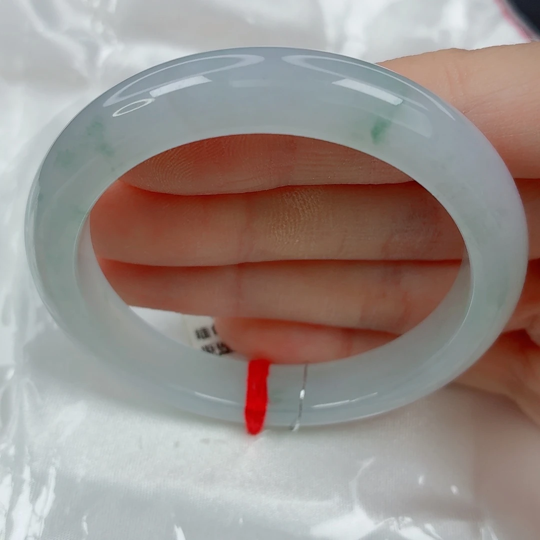 翡翠未镶嵌手镯51.8正圈，冰胶细条淡粉底，强推，035